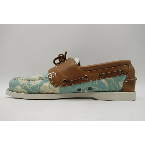 Brooks Brothers Brown Leather Floral Print Deck Boat Loafers Shoes Men\'s 9 D main image 7